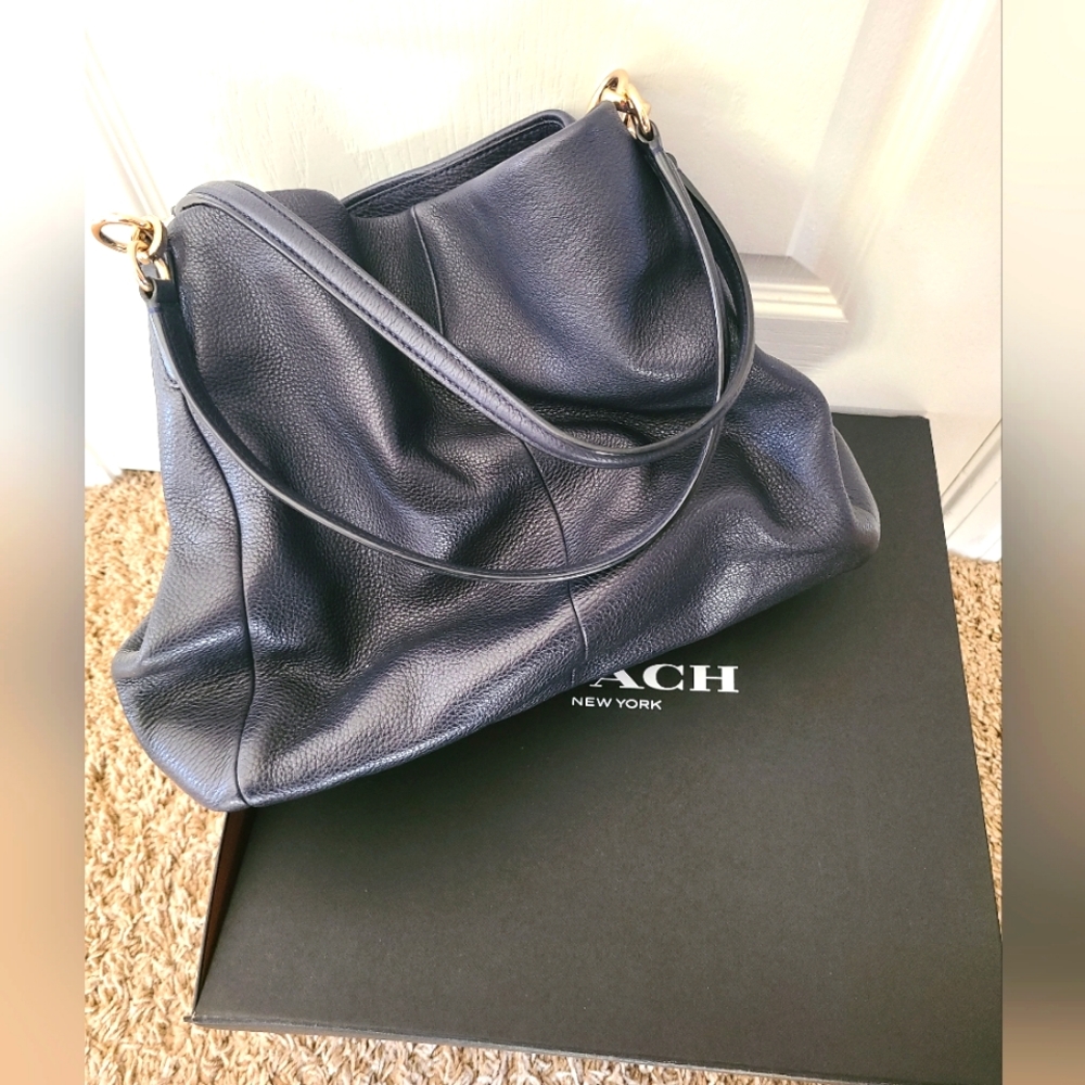 Coach purse, hobo style handbag, Navy